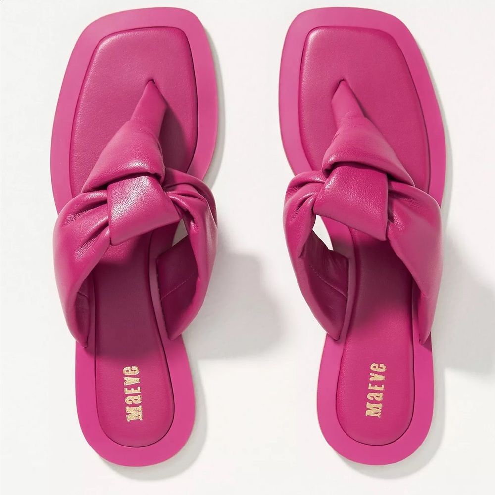 Anthropologie Maeve Puffy Knotted Sandals - Size 7 - Pink - NWT